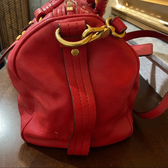 Marc By Marc Jacobs Leather Red Crossbody Shoulder Hand Bag With Gold Hardware - Picture 6 of 15